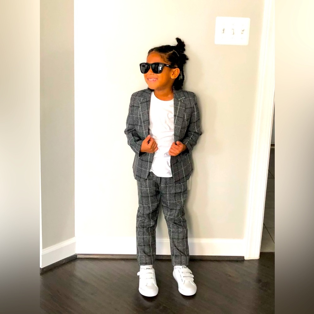 Boys Plaid Blazer Pants Set & Polo Ralph Lauren Sneaker